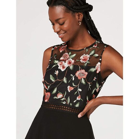 🌹Rose Embroidered Elegant Romantic Cocktail Classy Floral Dress XXL NWT - Picture 4 of 16